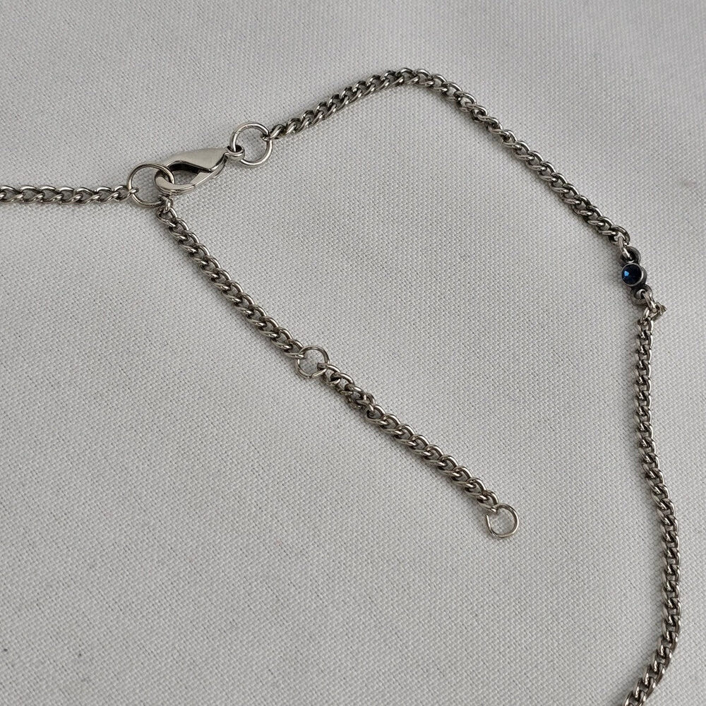 Silver & Blue Rhinestone Fringe Necklace - Picture 6 of 8